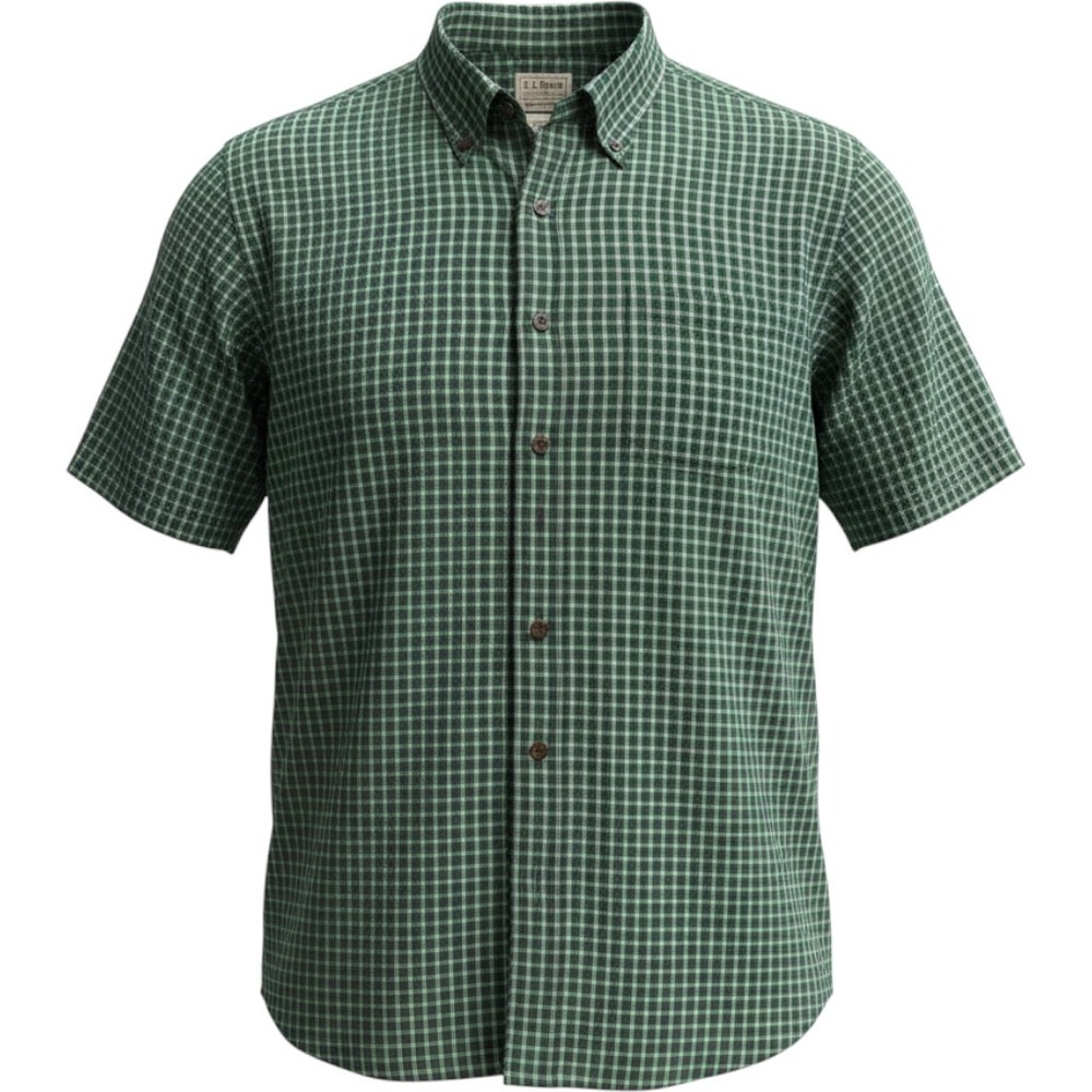 LL Bean Button Down Shirt Mens XXL Tall Green Plaid Excellent Traditional Fit